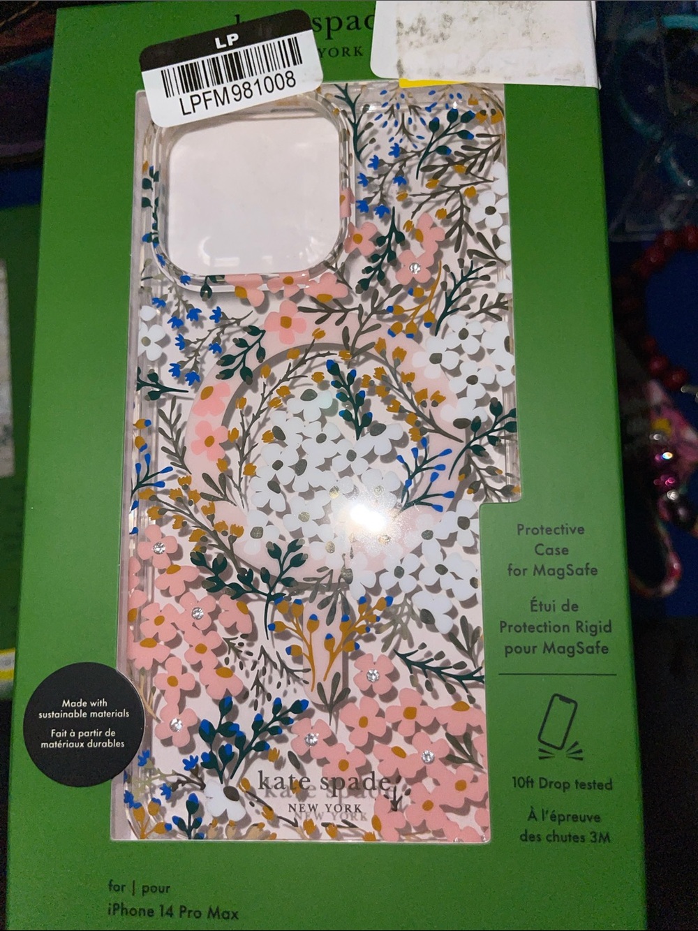 kate spade Clear Floral iPhone Case with Pink, Blue & Green Accents